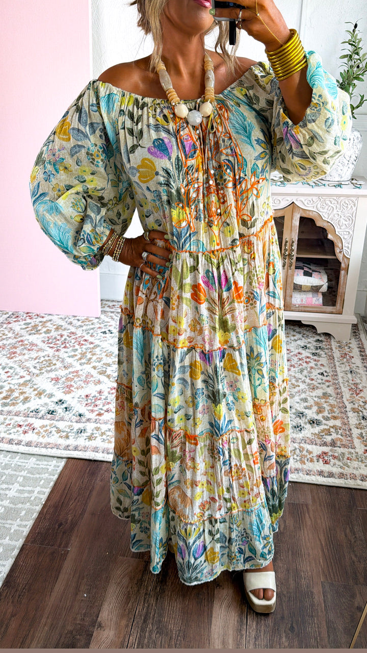Evermore Flowy Maxi Dress, Vanilla Multi