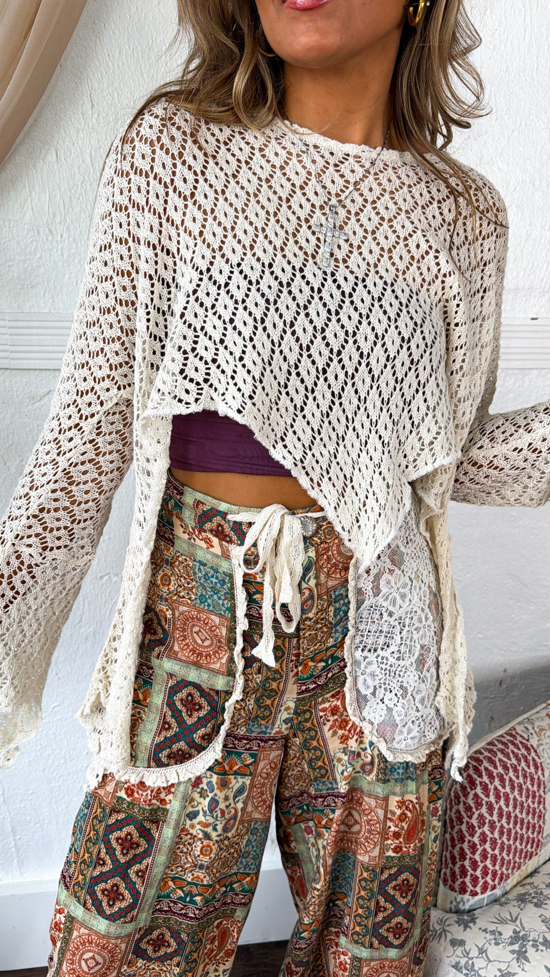 ECB Exclusive: Free Spirit Crochet Top, Natural