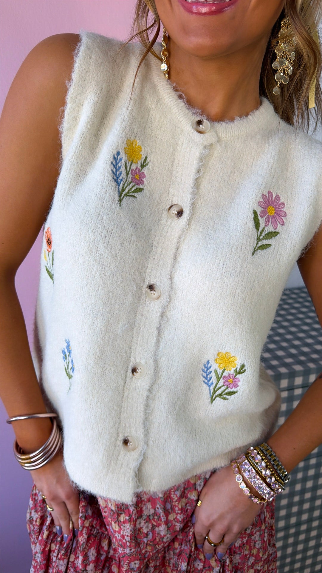 Sunshine Field Sweater Tank, Cream