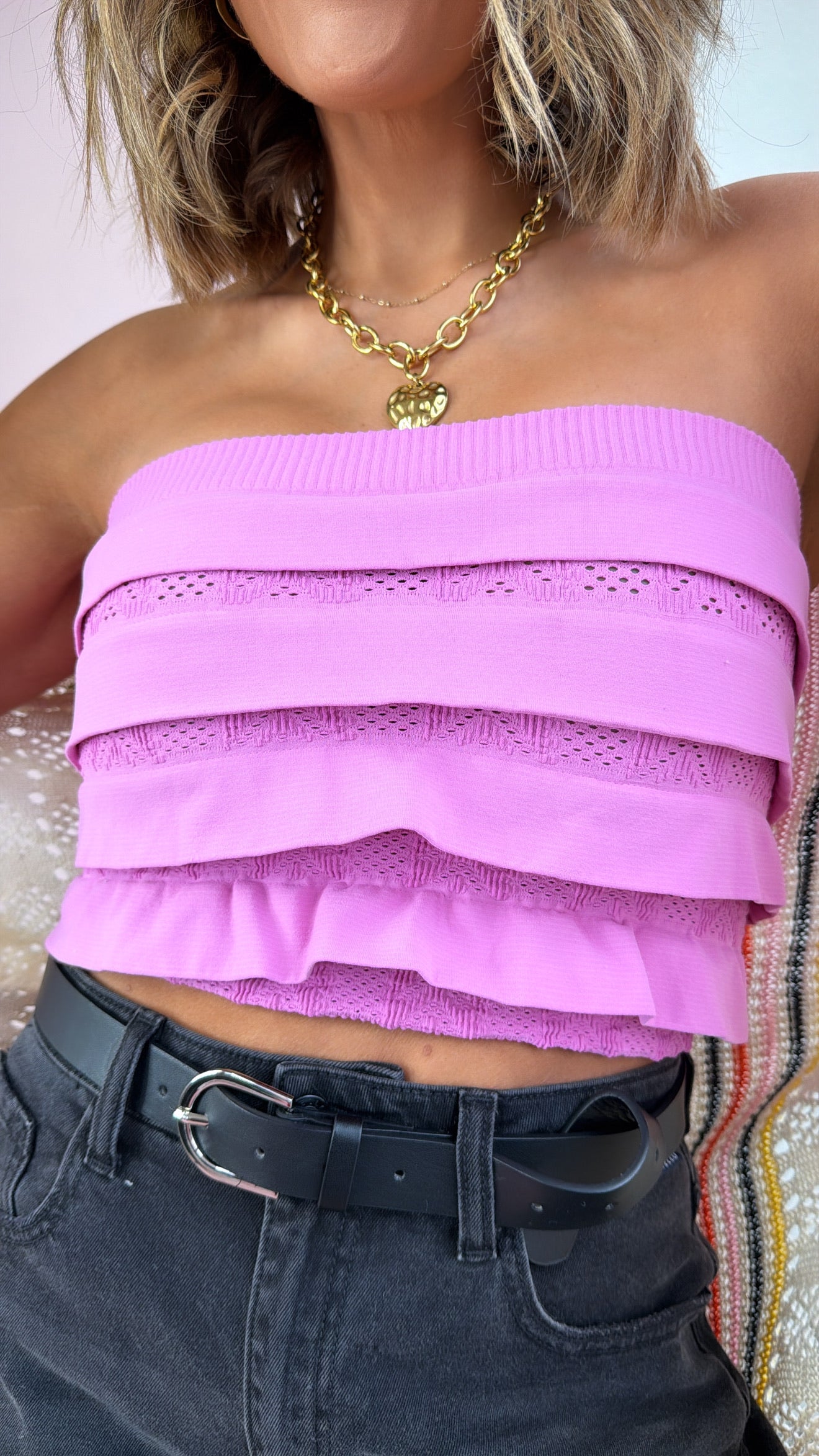Layered Ruffled Tube Top, Crocus Pink – Everyday Chic Boutique