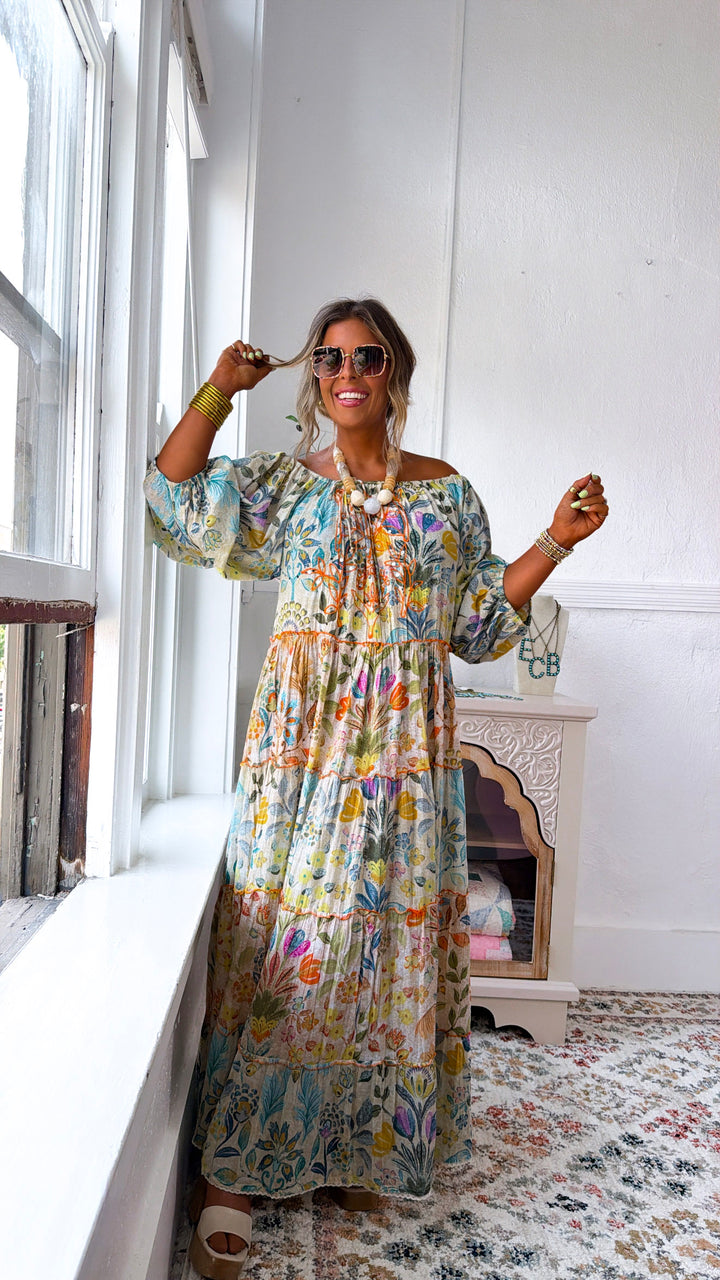 Evermore Flowy Maxi Dress, Vanilla Multi