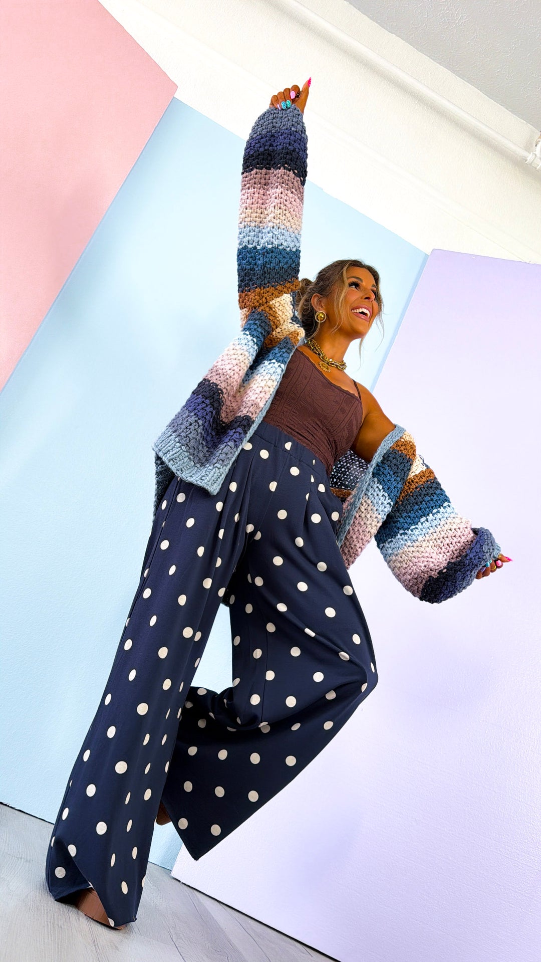 Sweet Spot Polka Dot Sweatpants, Navy/ Cream