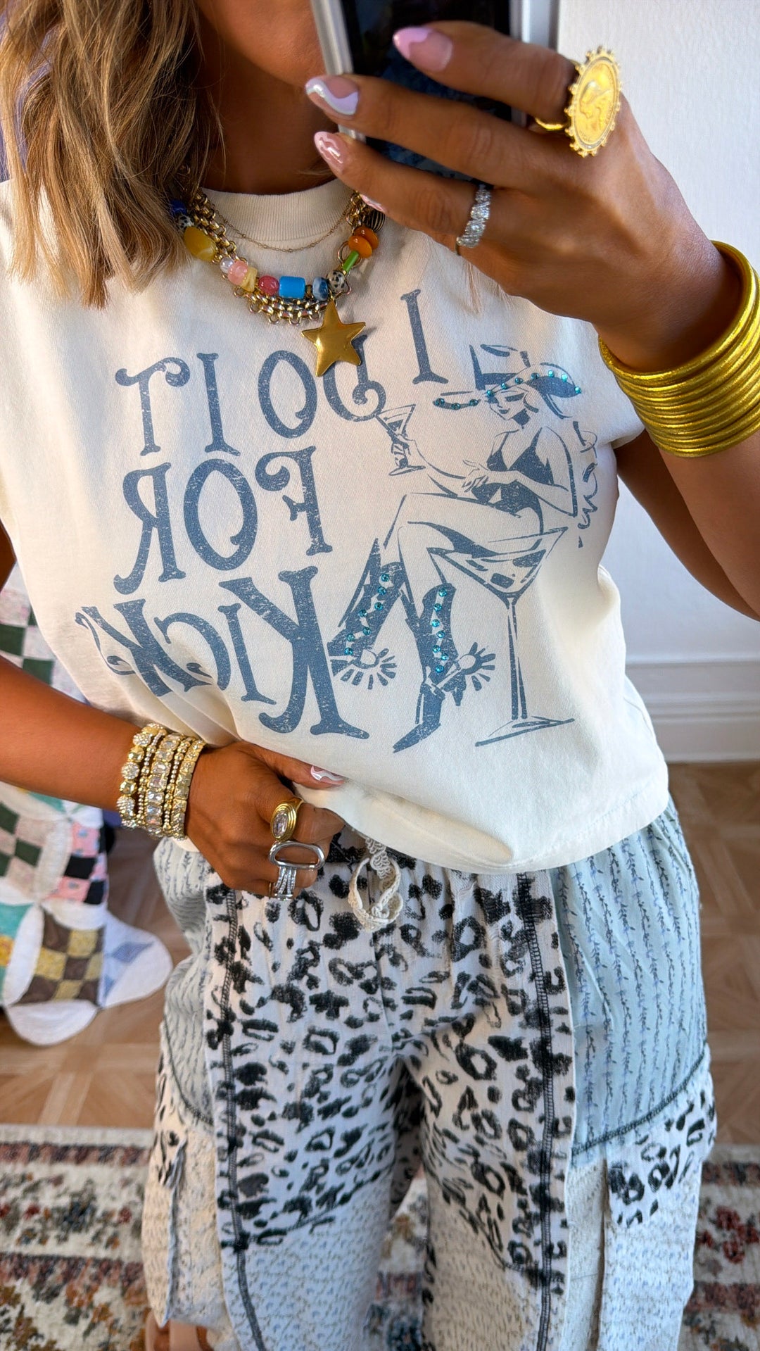 I Do It For Kicks Muscle Tank, Cream