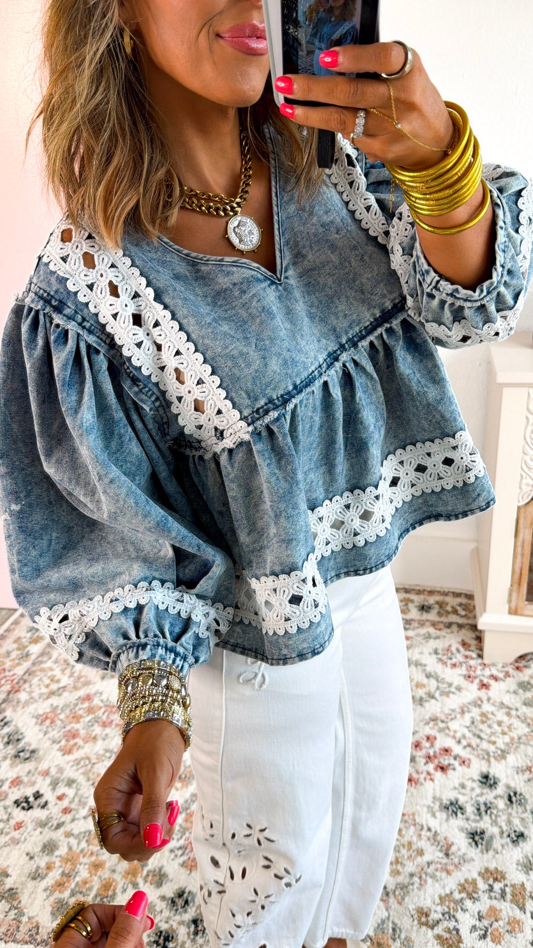Ocean Stripe Blouse, Denim