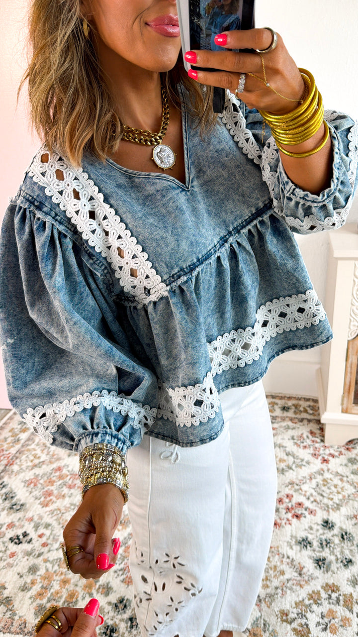 Ocean Stripe Blouse, Denim
