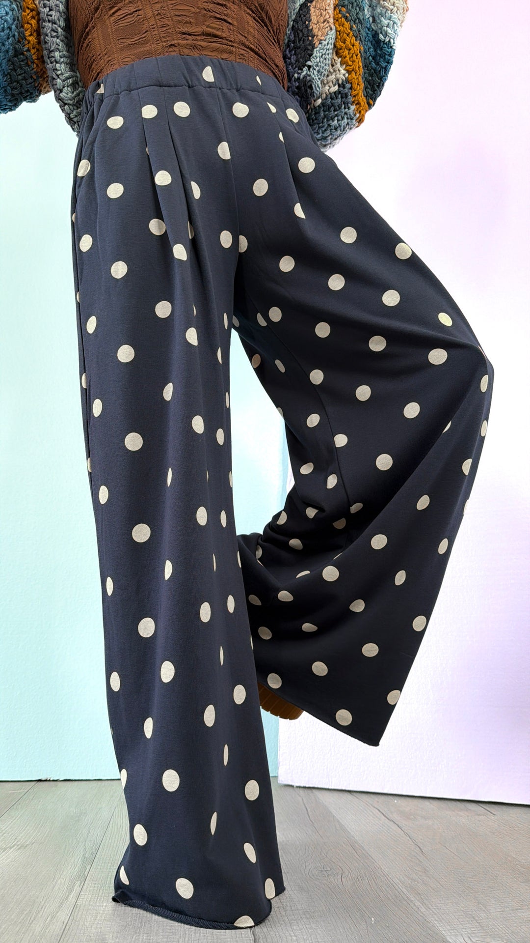 Sweet Spot Polka Dot Sweatpants, Navy/ Cream