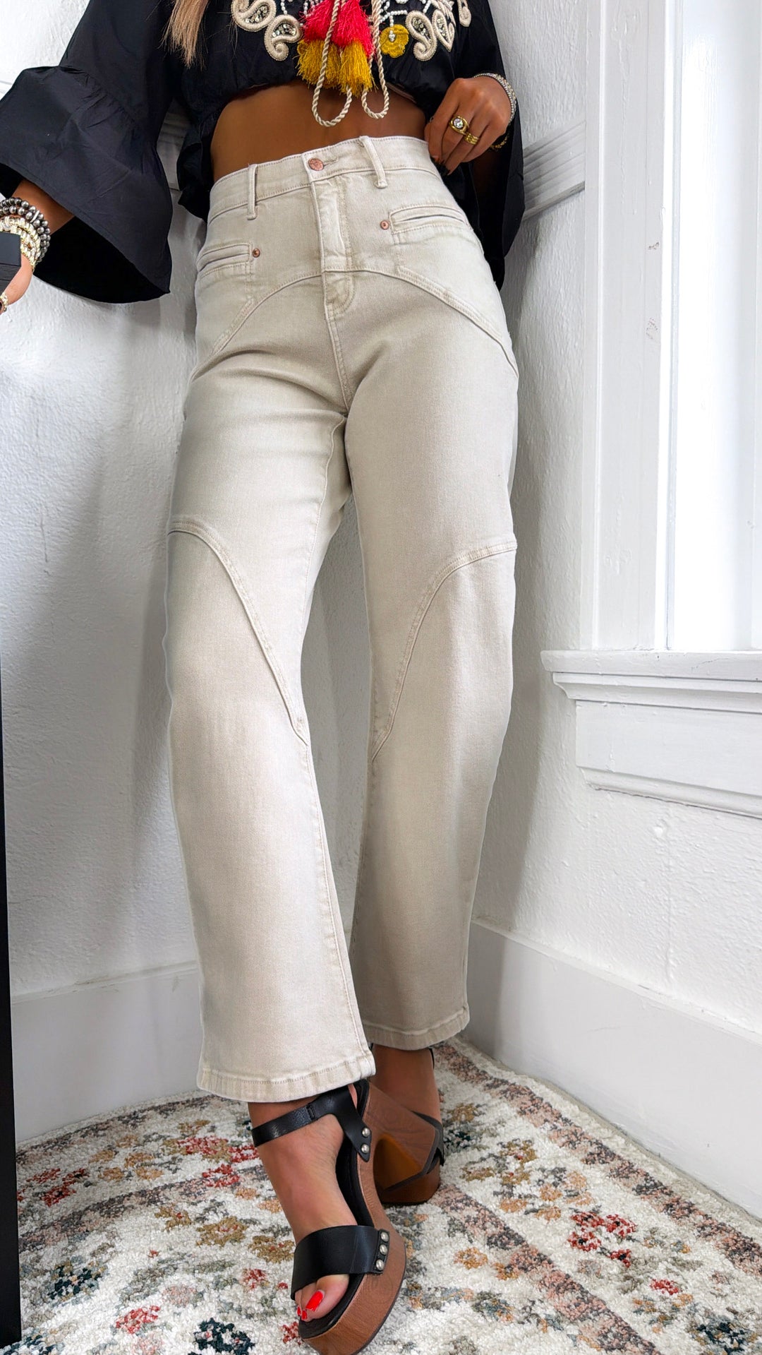 Dustin Barrel Jeans, Lt. Beige
