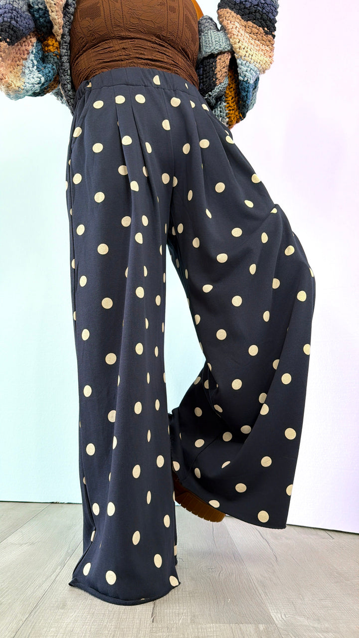 Sweet Spot Polka Dot Sweatpants, Navy/ Cream