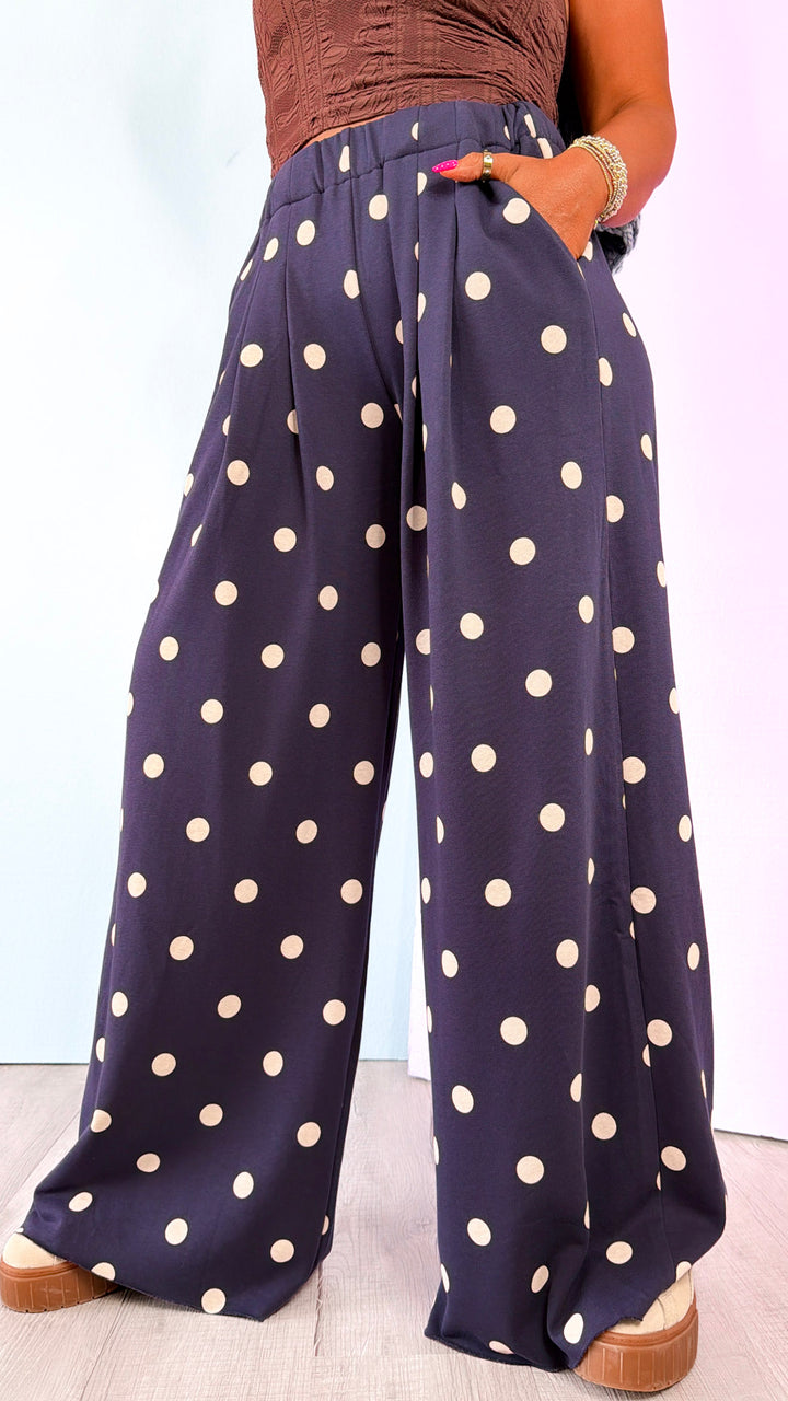 Sweet Spot Polka Dot Sweatpants, Navy/ Cream