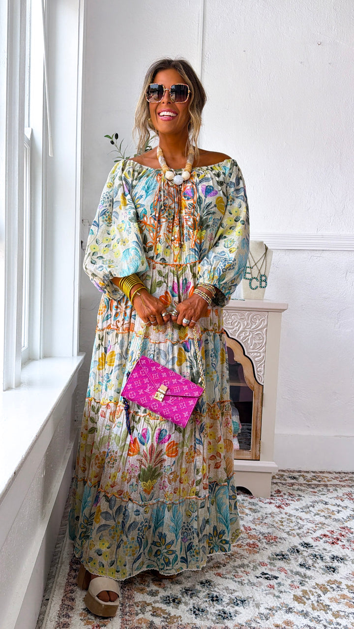 Evermore Flowy Maxi Dress, Vanilla Multi