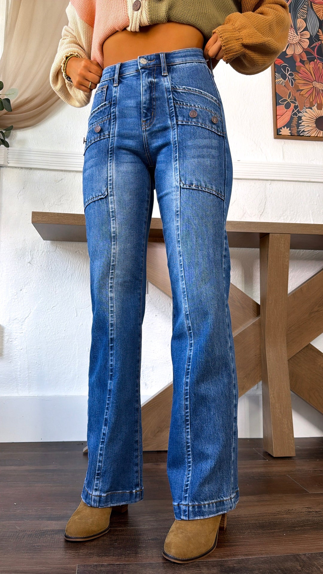 Austin Bootcut Pocket Jeans, Medium Dark