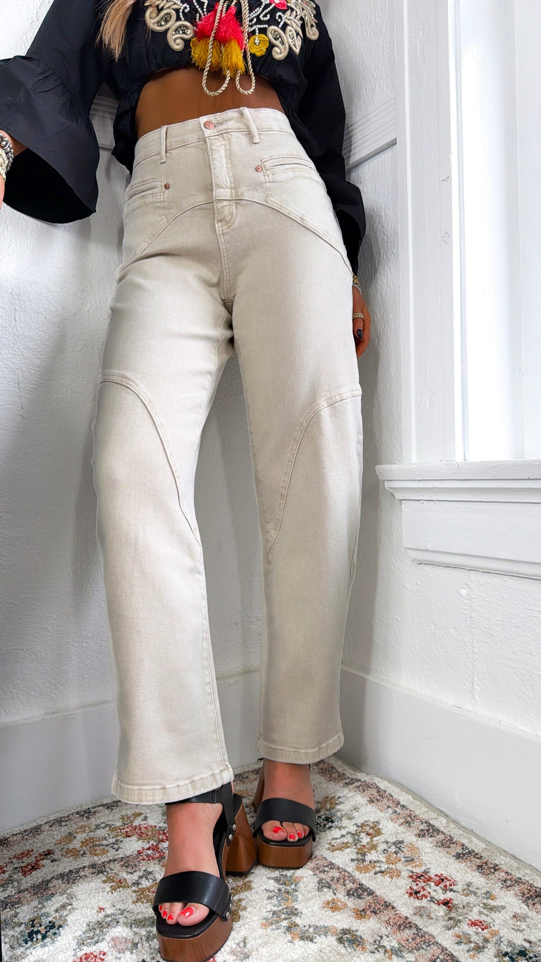 Dustin Barrel Jeans, Lt. Beige