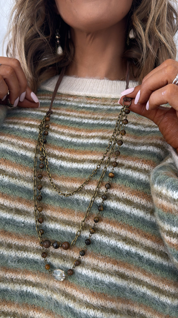 McKenna Layered Necklace, Tigers Eye