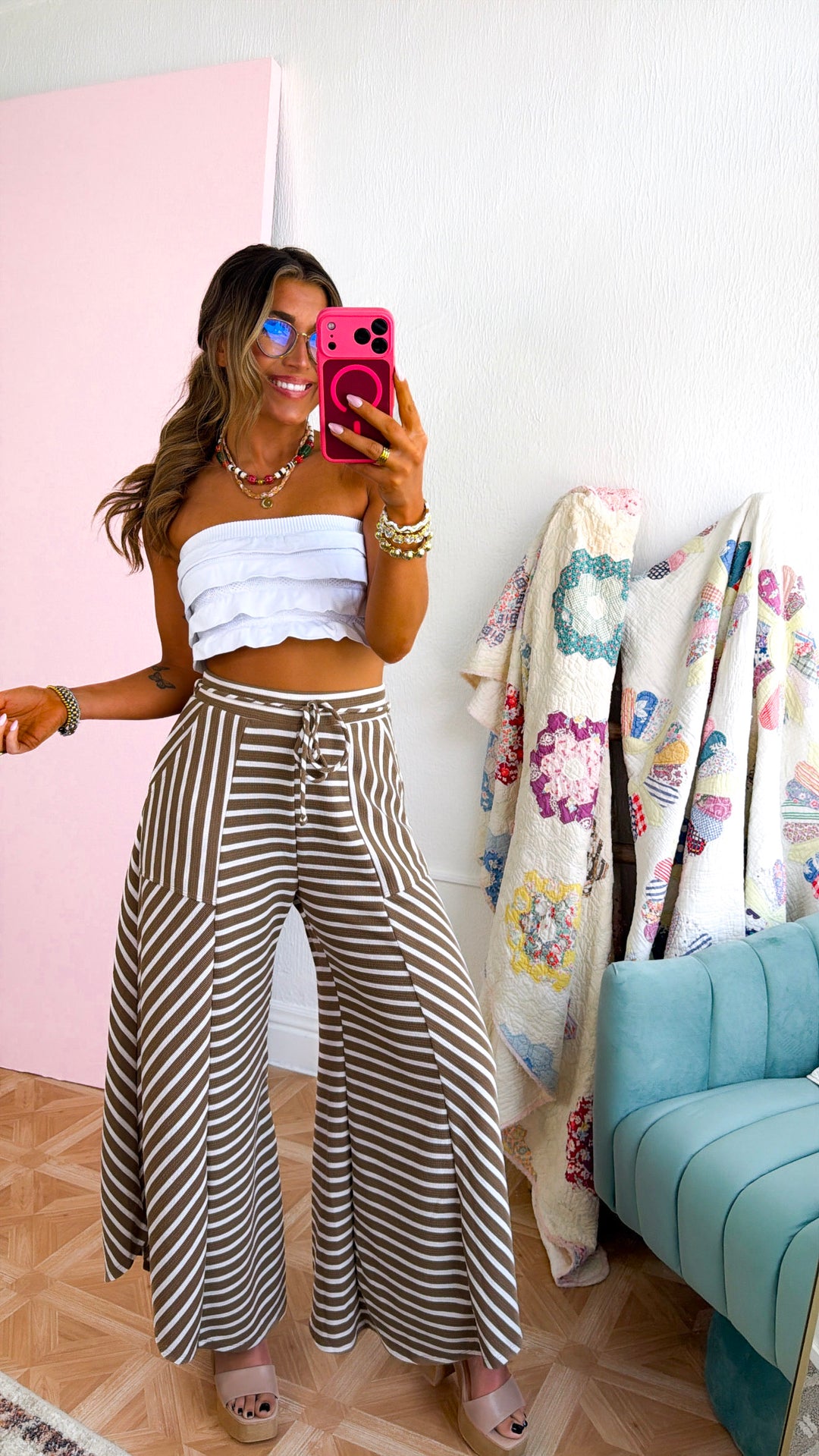 Beach Babe Striped Pant, Taupe