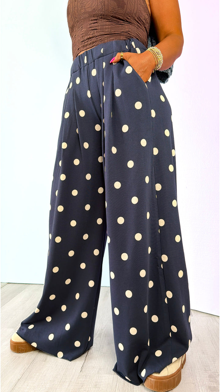 Sweet Spot Polka Dot Sweatpants, Navy/ Cream