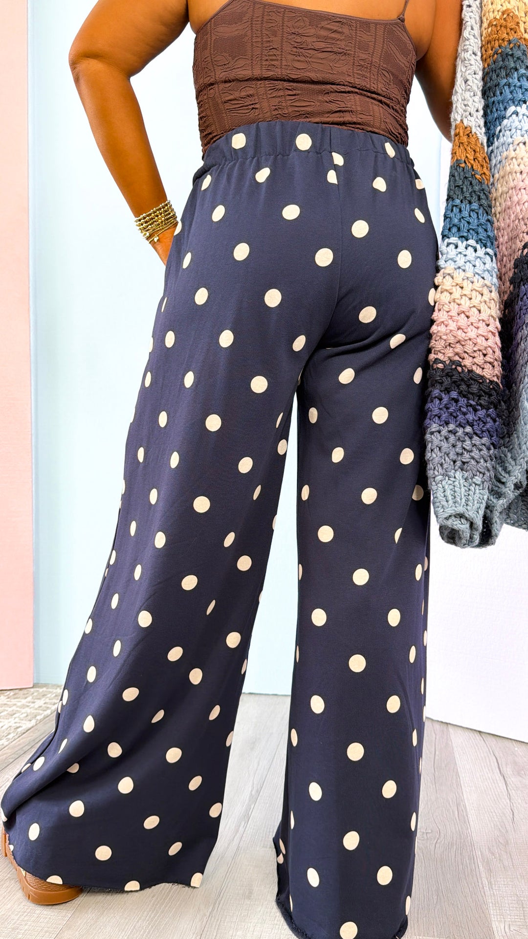 Sweet Spot Polka Dot Sweatpants, Navy/ Cream