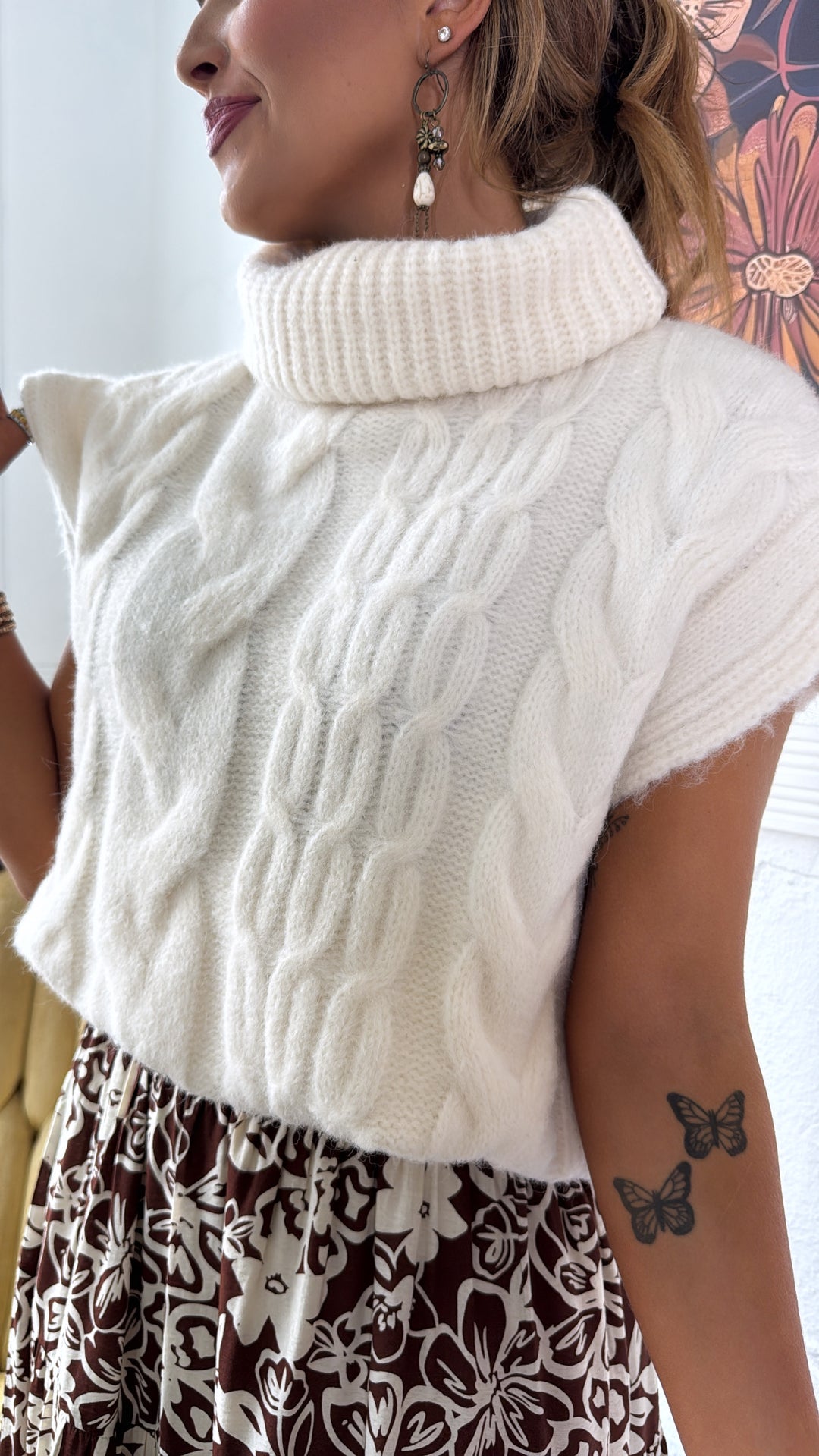 Cozy Knit Turtle Neck Sweater, Cream
