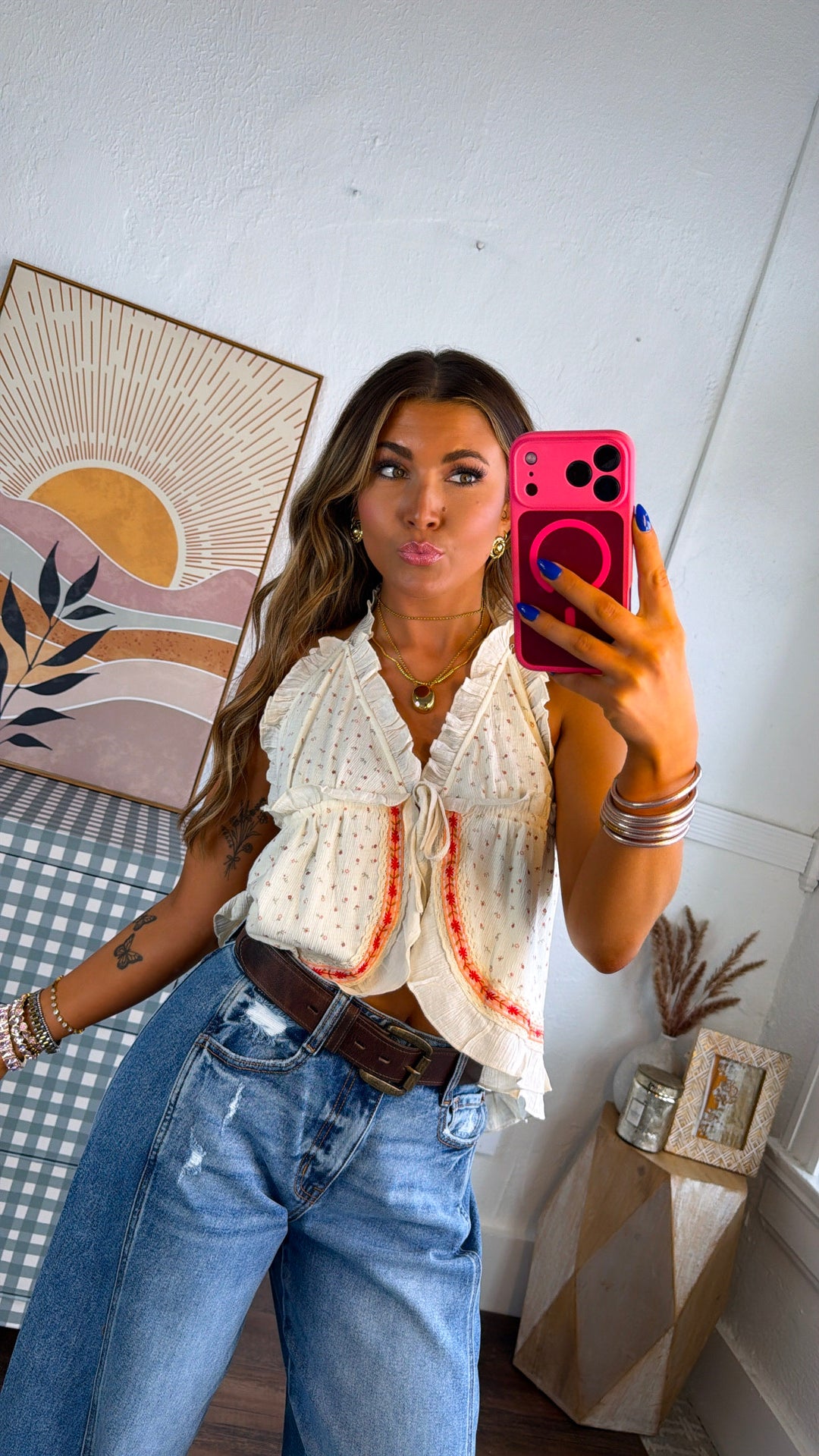 Azula Renne Halter Top, Cream