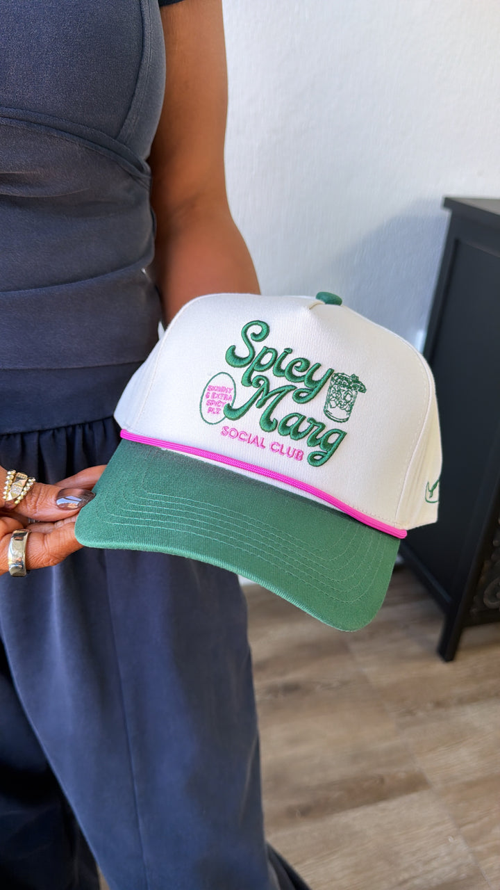 Spicy Margs Social Club Trucker Hat, Vintage Green