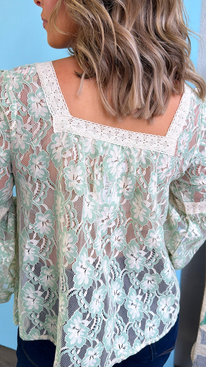 Meadow Grace Lace Blouse, Spearmint