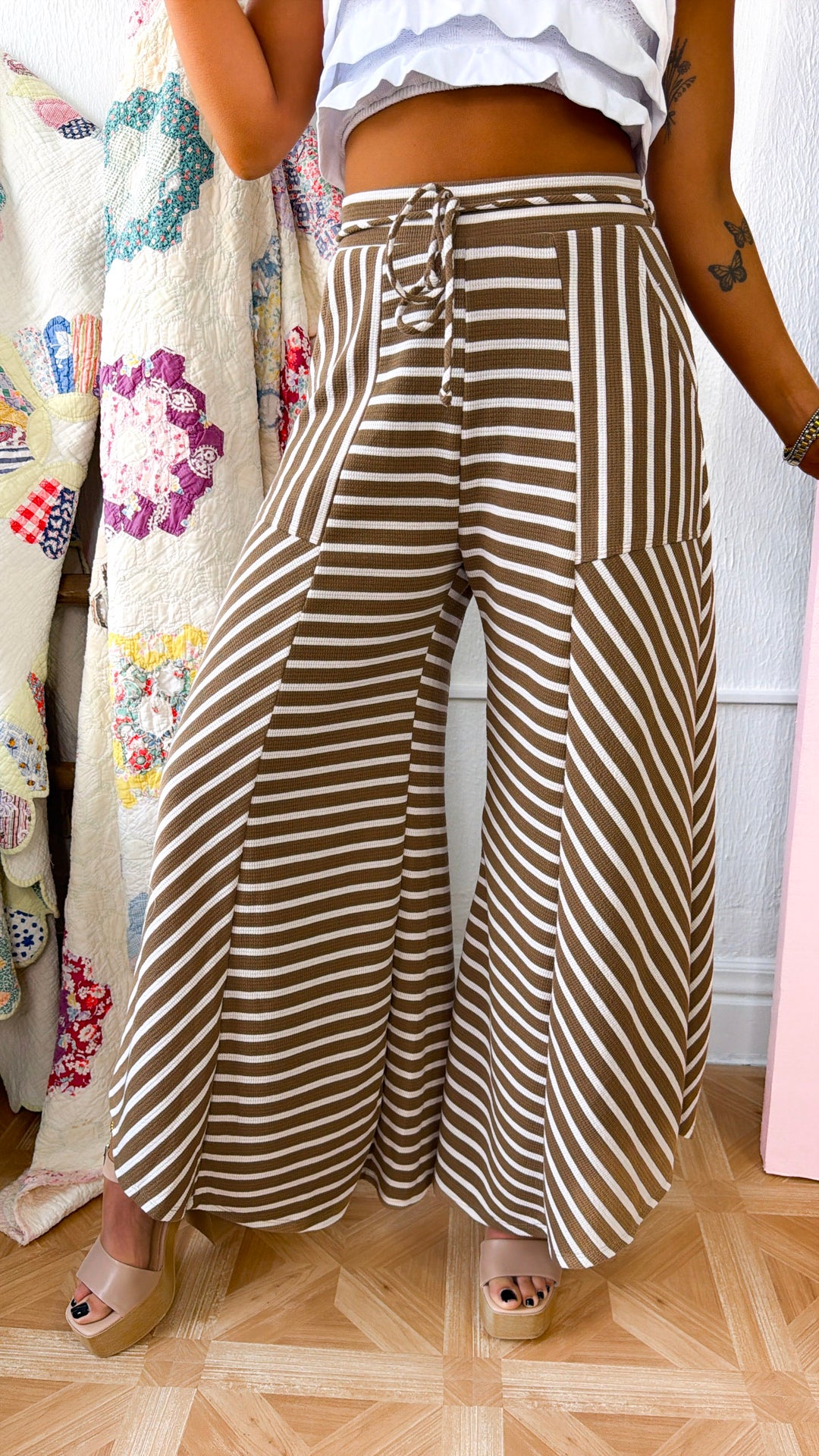 Beach Babe Striped Pant, Taupe