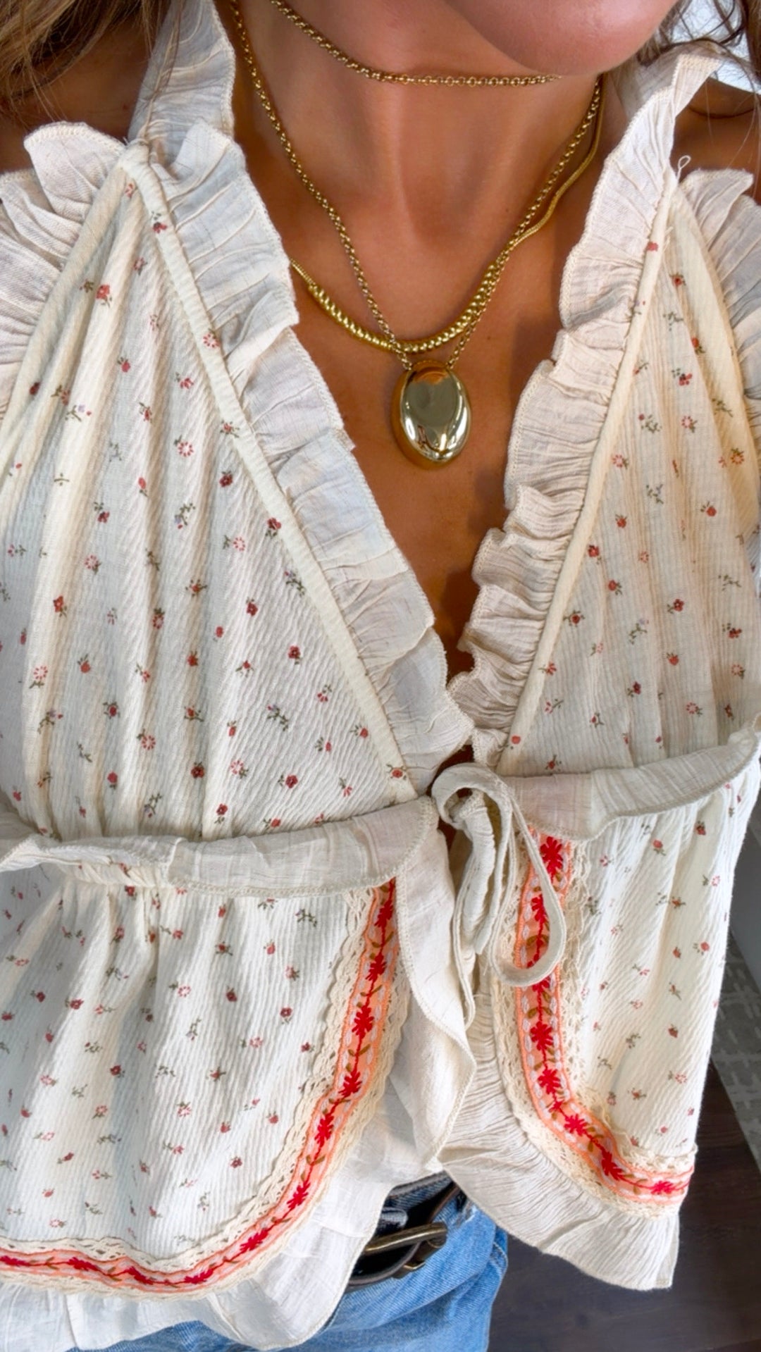 Azula Renne Halter Top, Cream