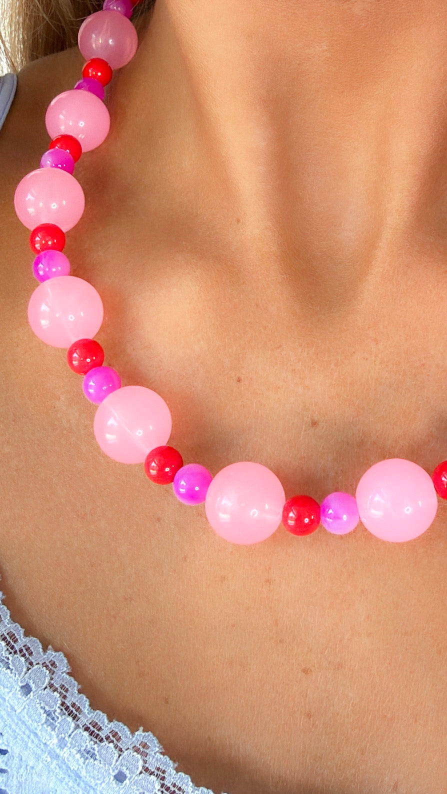 Pink Palms Stone Necklace