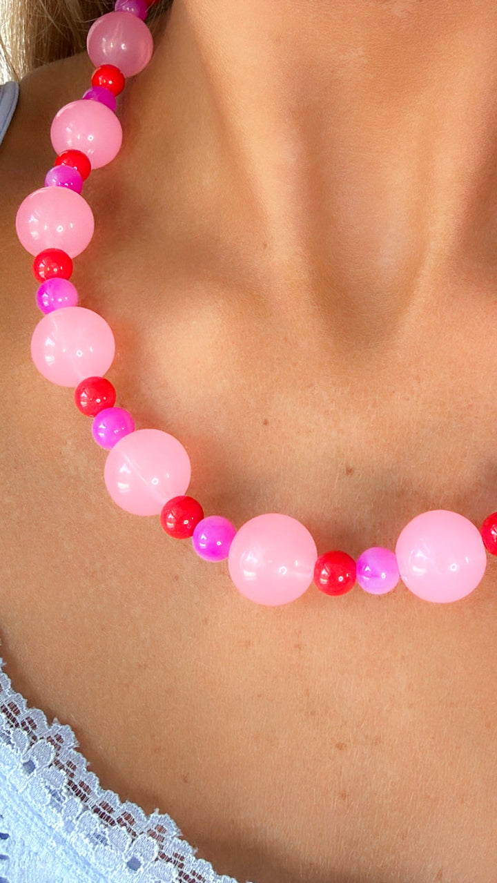 Pink Palms Stone Necklace