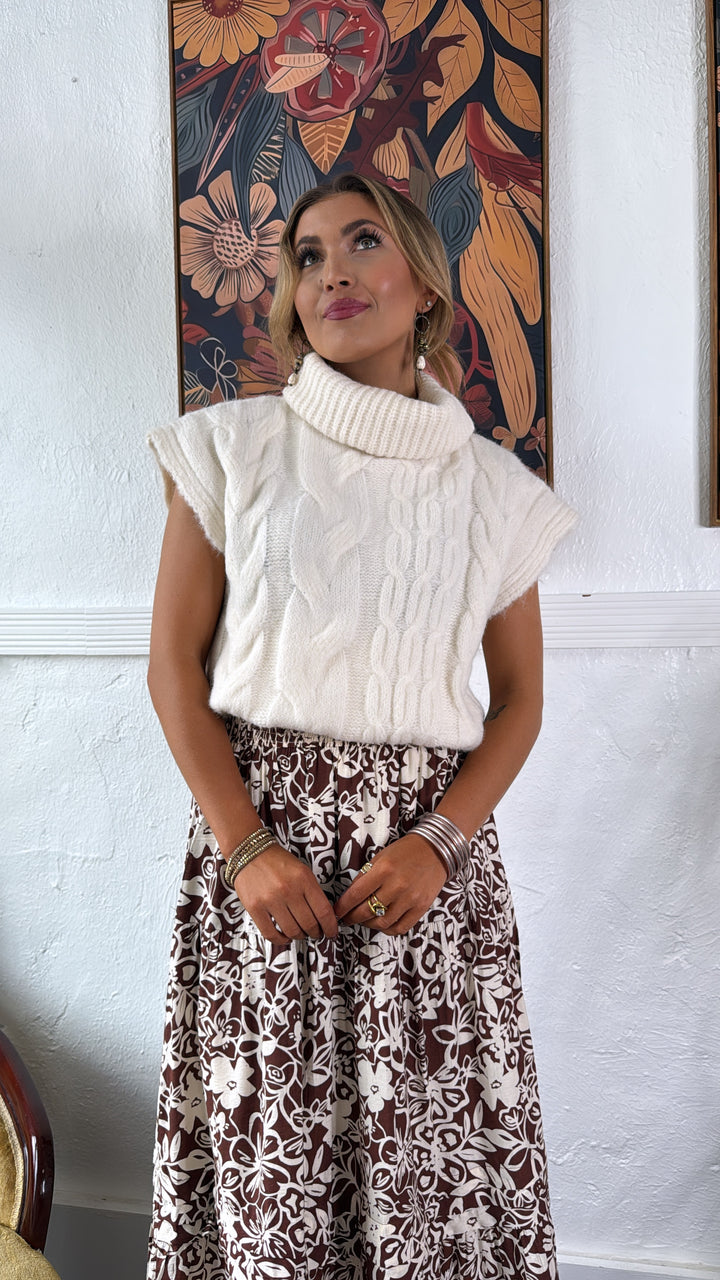 Cozy Knit Turtle Neck Sweater, Cream