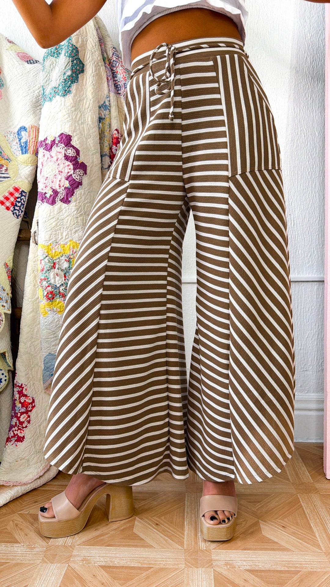 Beach Babe Striped Pant, Taupe