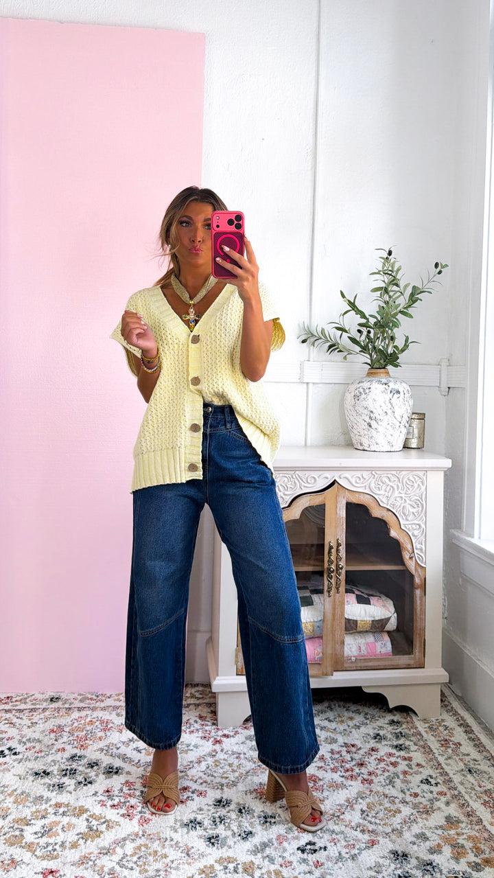Collins Button Sweater Vest, Lt. Lemon