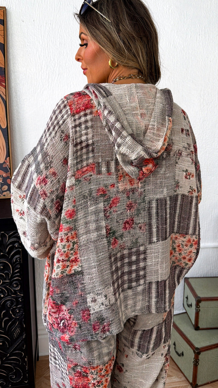 Fallin Florals Patch Jacket, Black Multi