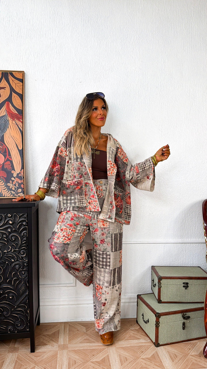 Fallin Florals Patch Jacket, Black Multi