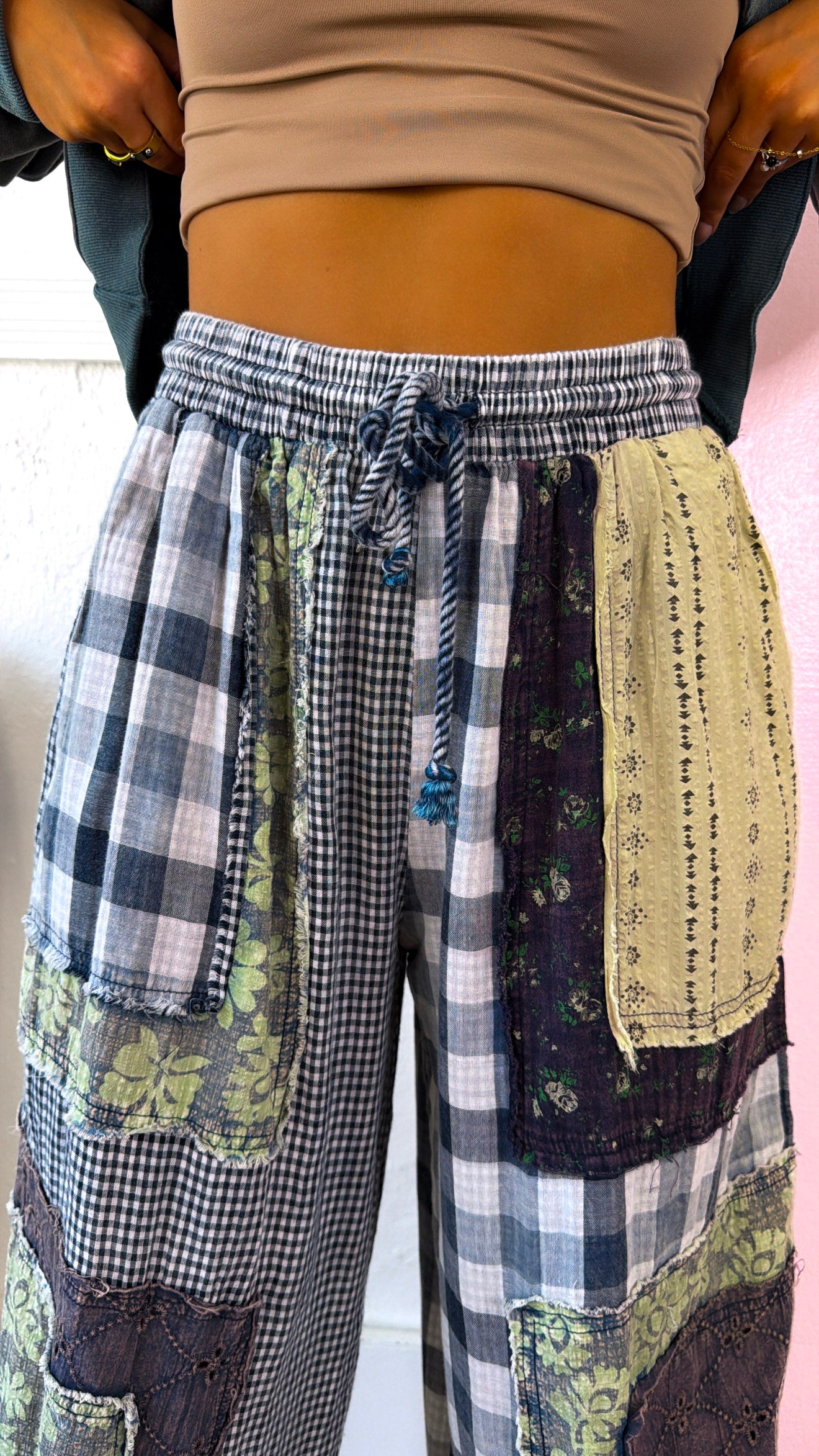 Wild Clover Patchwork Pants, Navy – Everyday Chic Boutique