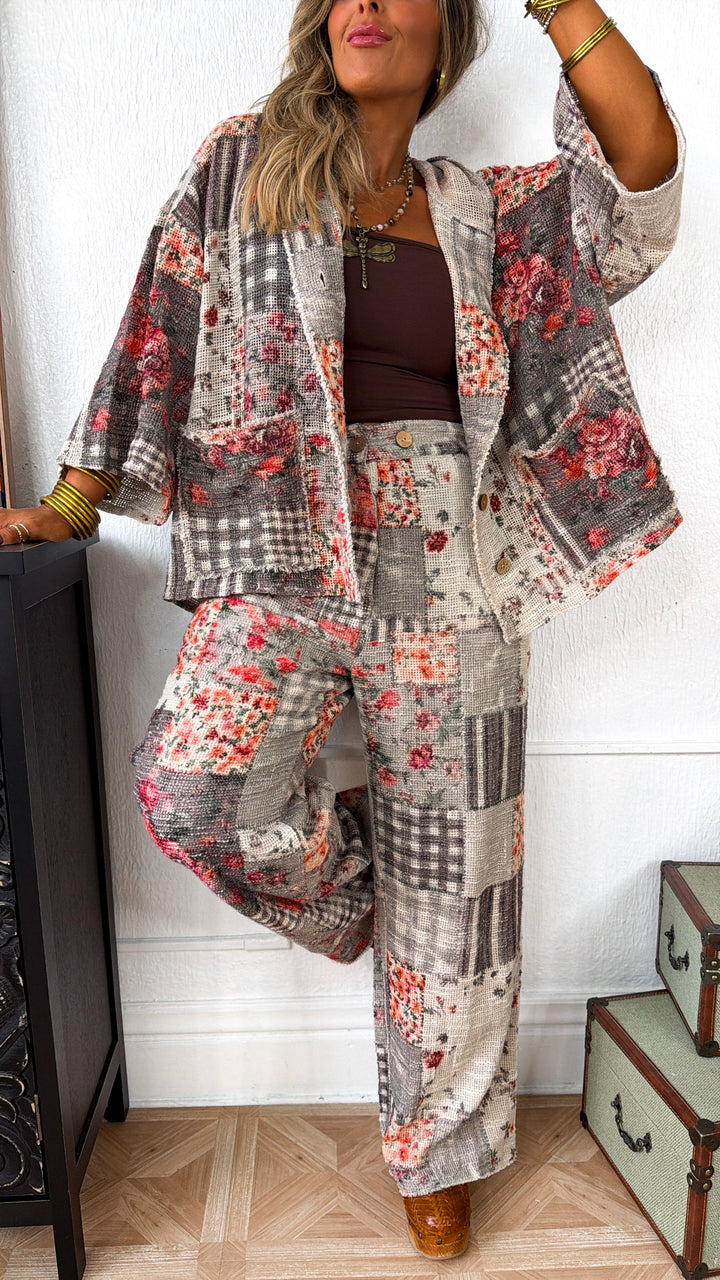 Fallin Florals Patch Jacket, Black Multi