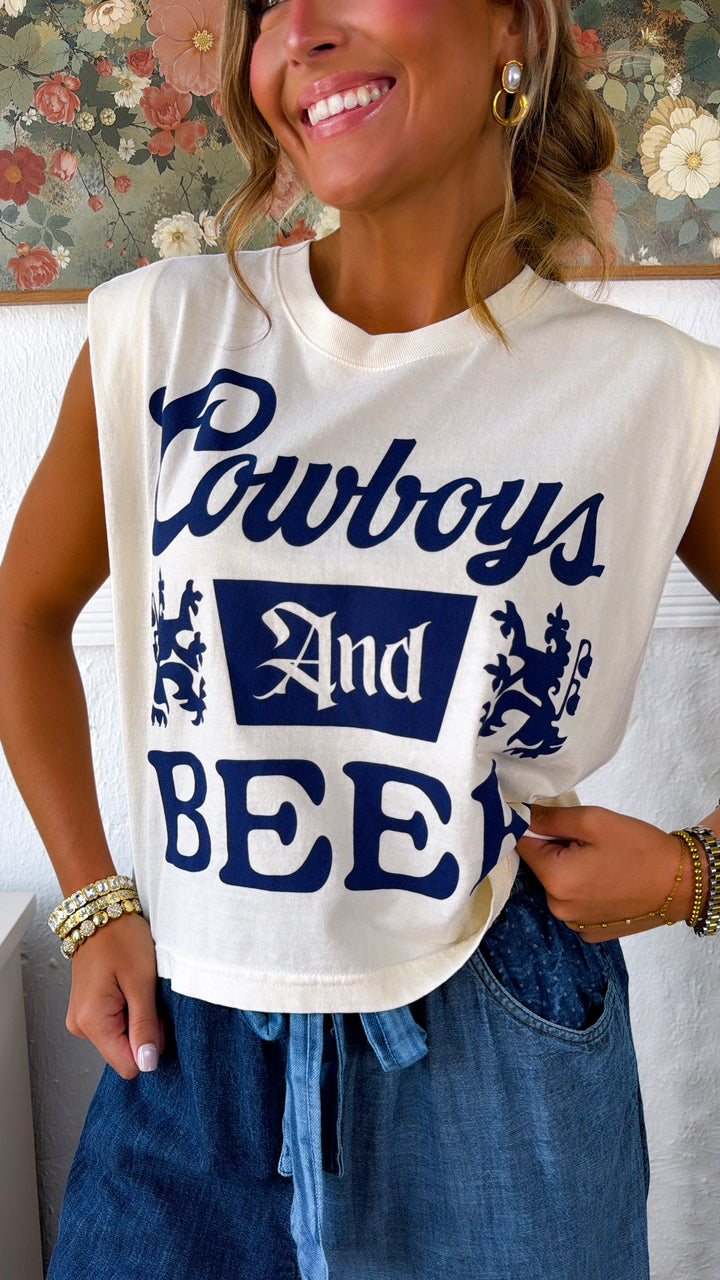 Cowboys & Beer Logo Muscle Tee