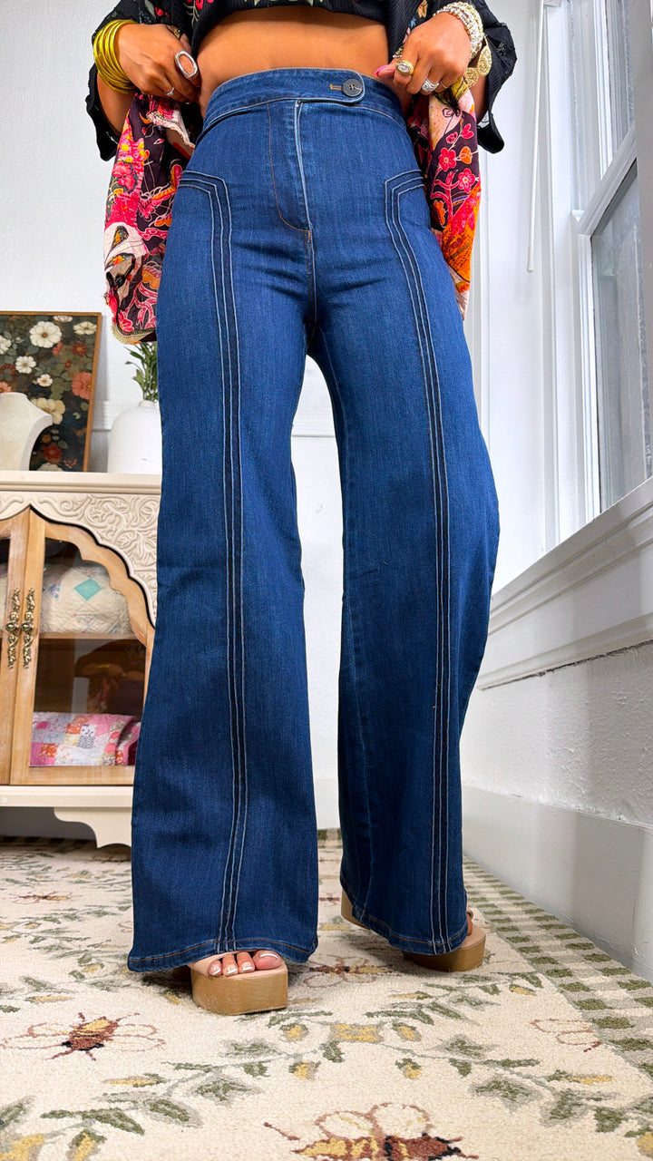 Dallas Wide Leg Denim, Dark Denim