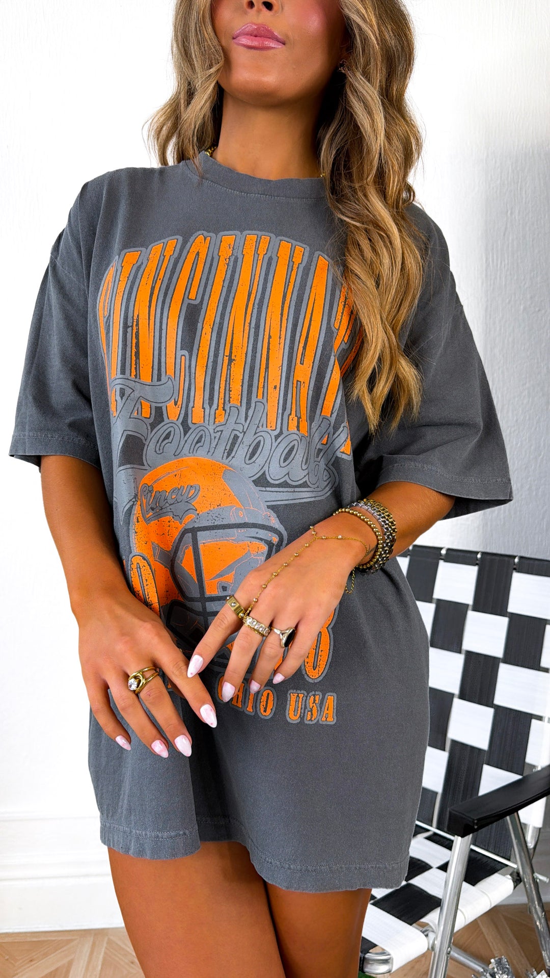 90's Cincinnati Football Vintage Oversized TShirt, Pepper