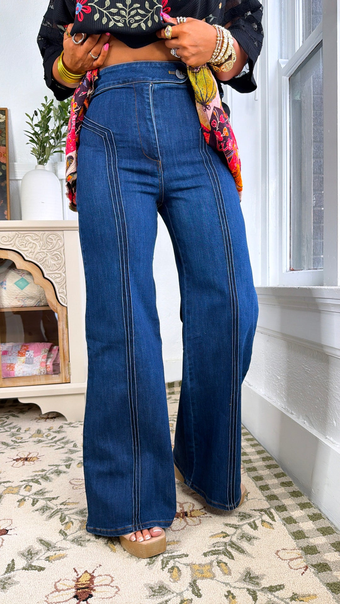 Dallas Wide Leg Denim, Dark Denim