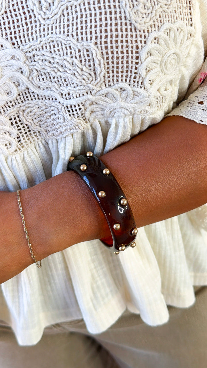 Tortoise Studded Bracelet, Brown