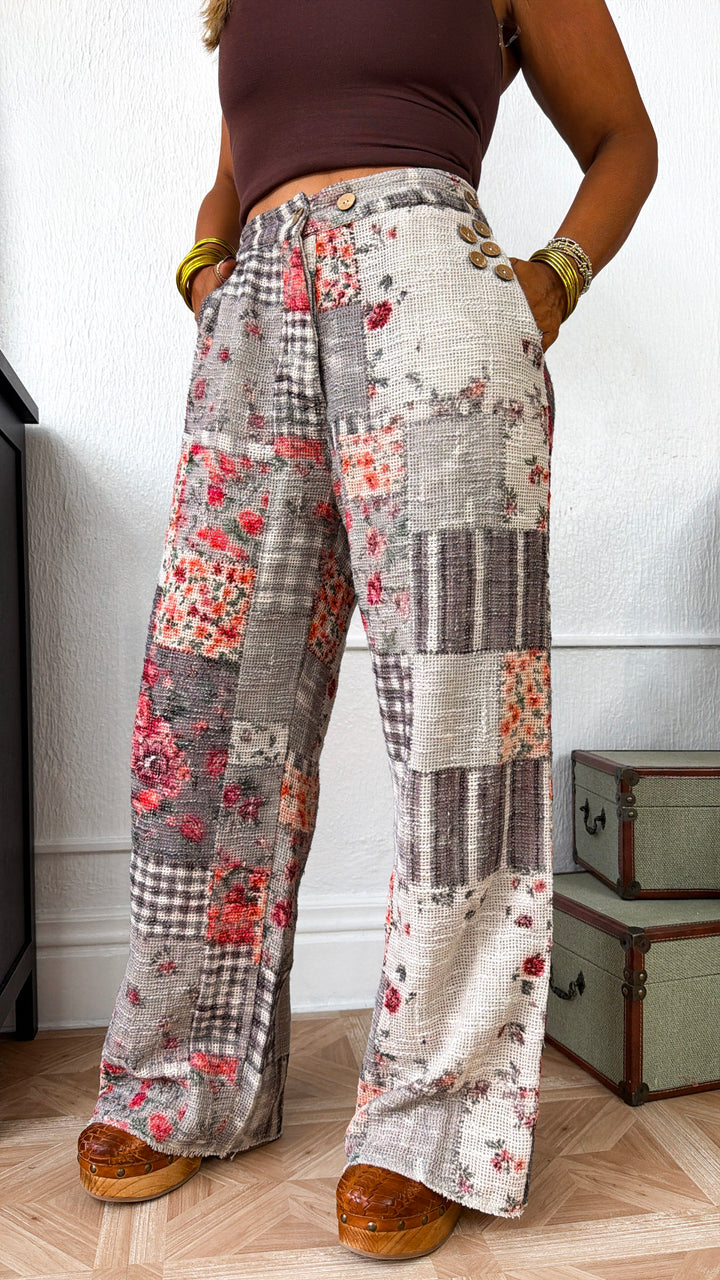 Fall Patchwork Joggers, Black Multi