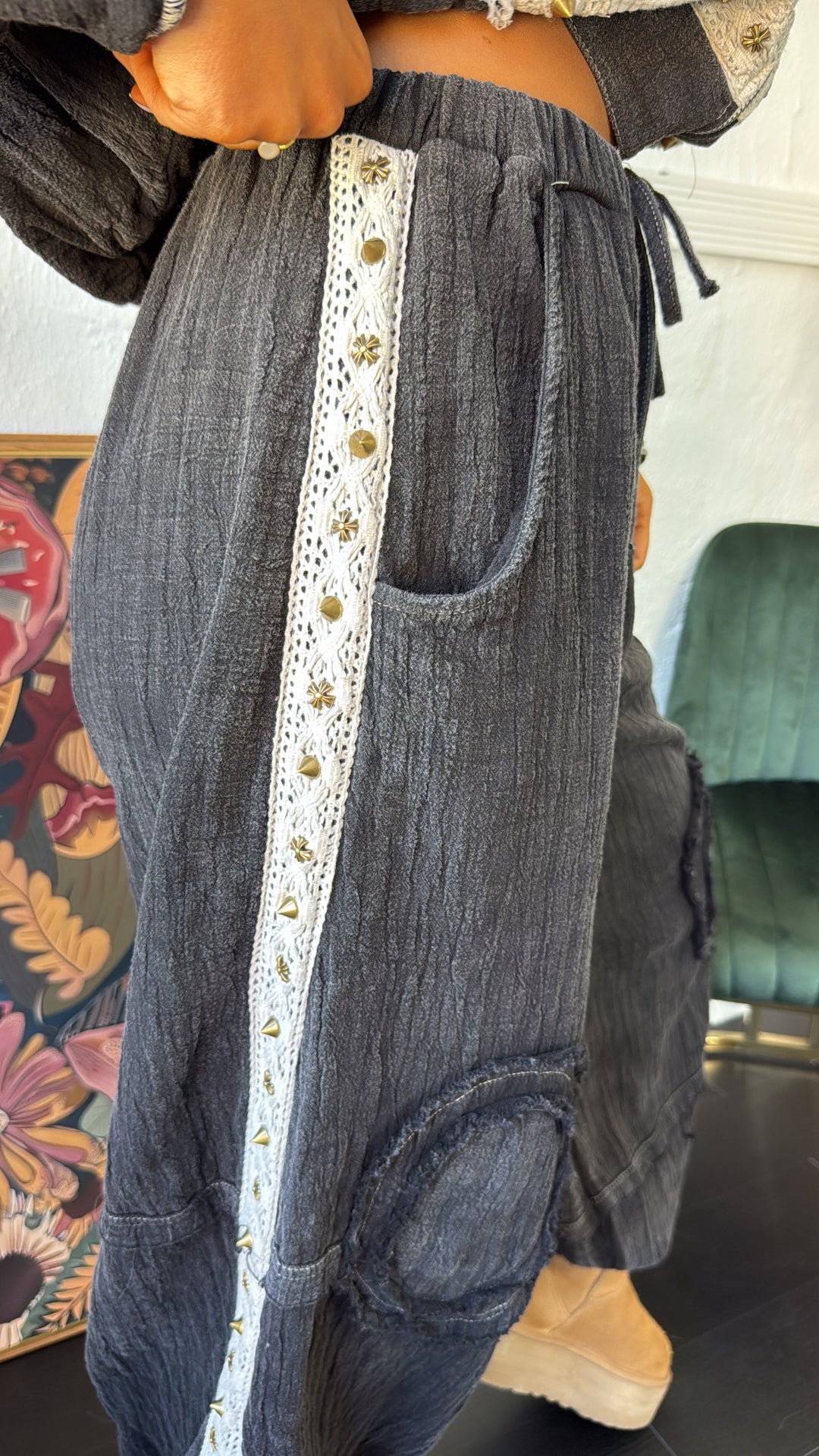 Studded Jogger, Black