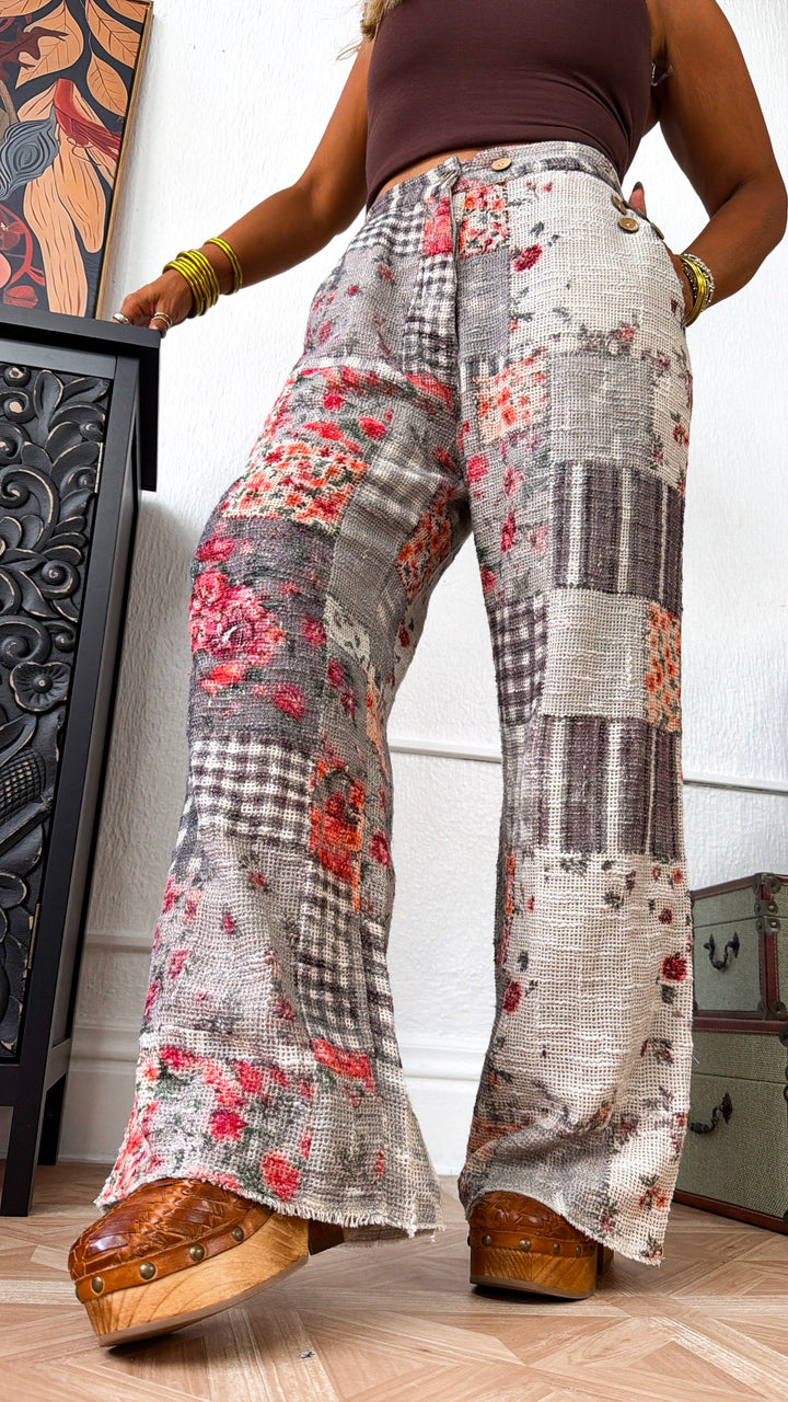 Fall Patchwork Joggers, Black Multi