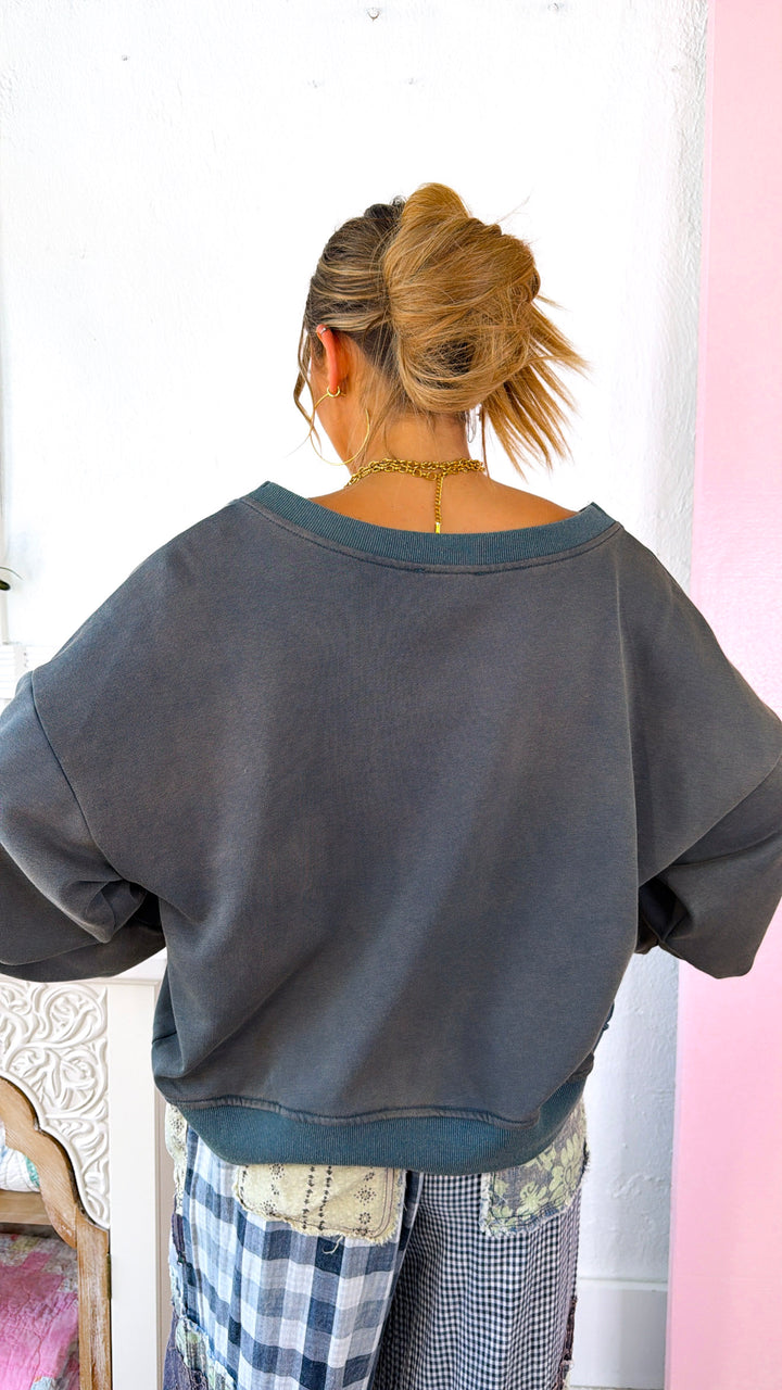 Criss Cross Reversible Sweatshirt, Vintage Moss