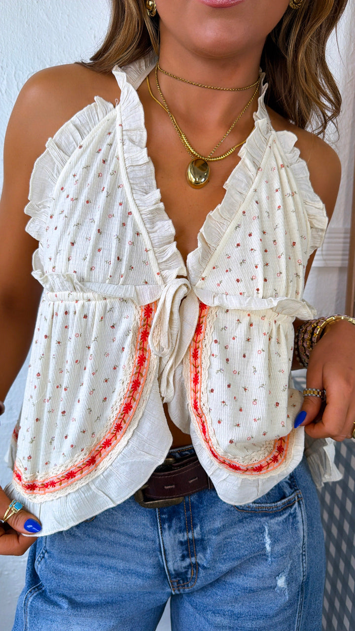 Azula Renne Halter Top, Cream