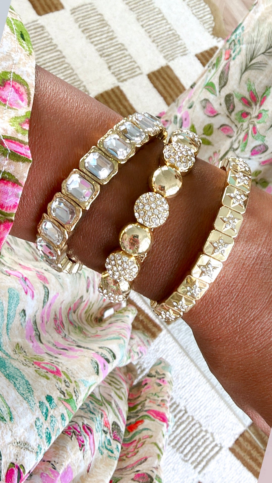 Radiant Gold Crystal Bracelet Stack
