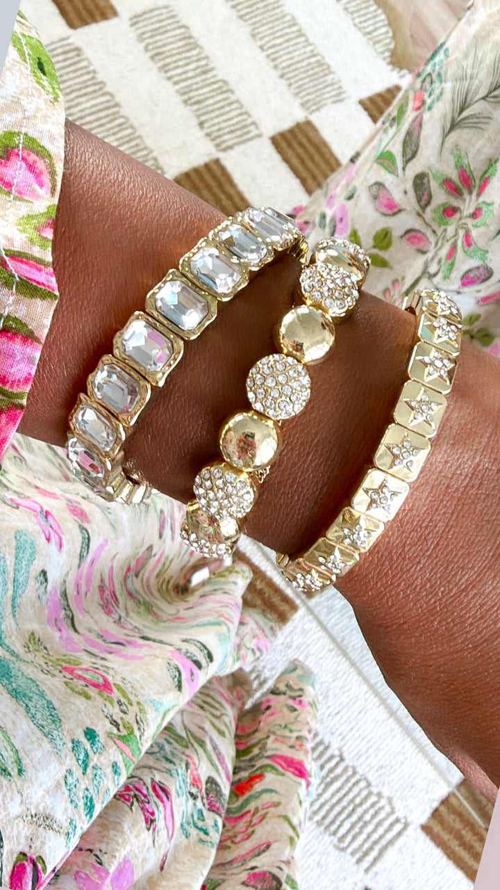 Radiant Gold Crystal Bracelet Stack
