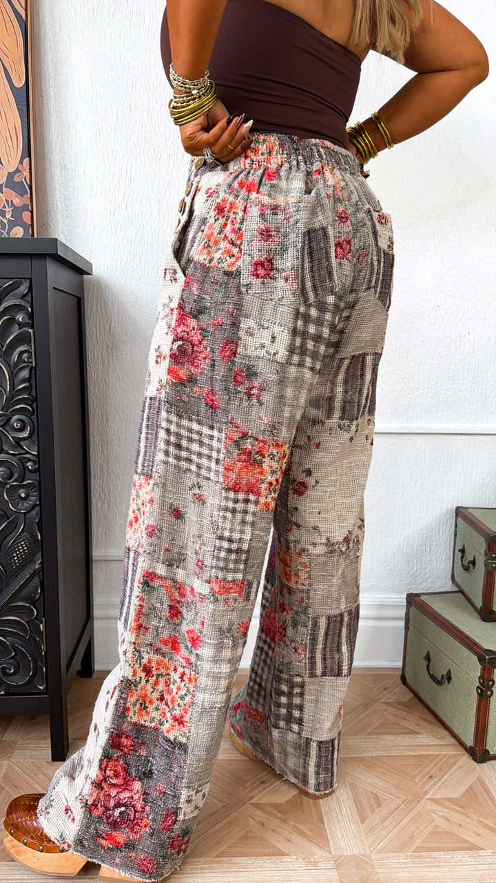 Fall Patchwork Joggers, Black Multi