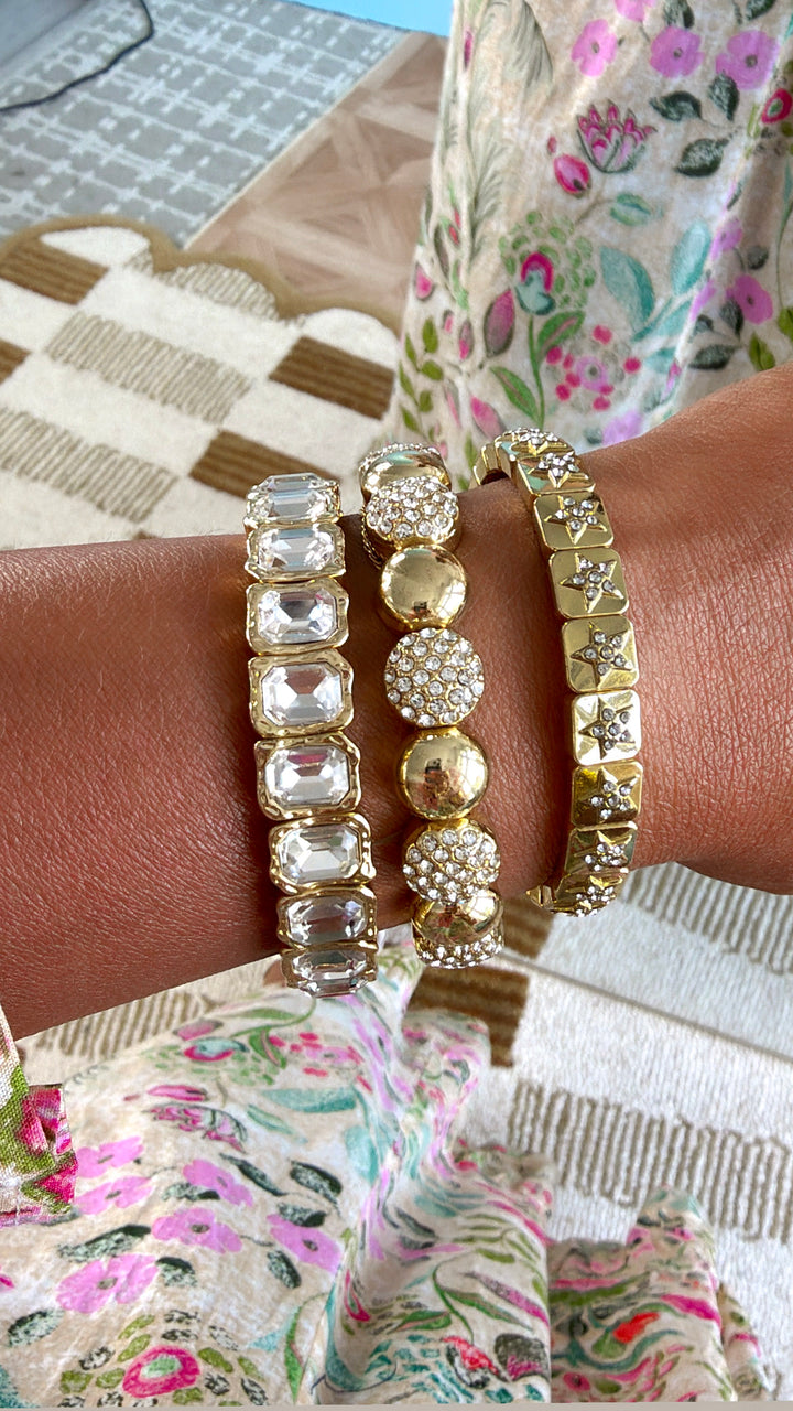 Radiant Gold Crystal Bracelet Stack