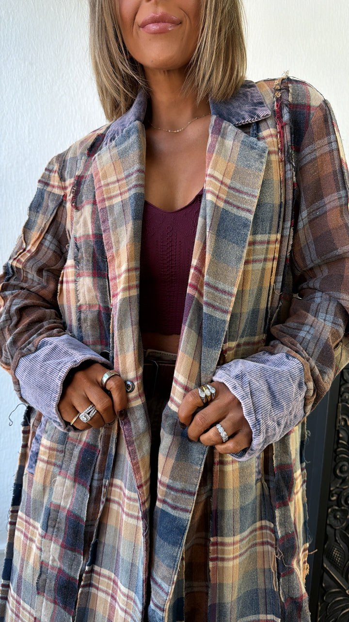 Stop & Stare Washed Plaid Jacket